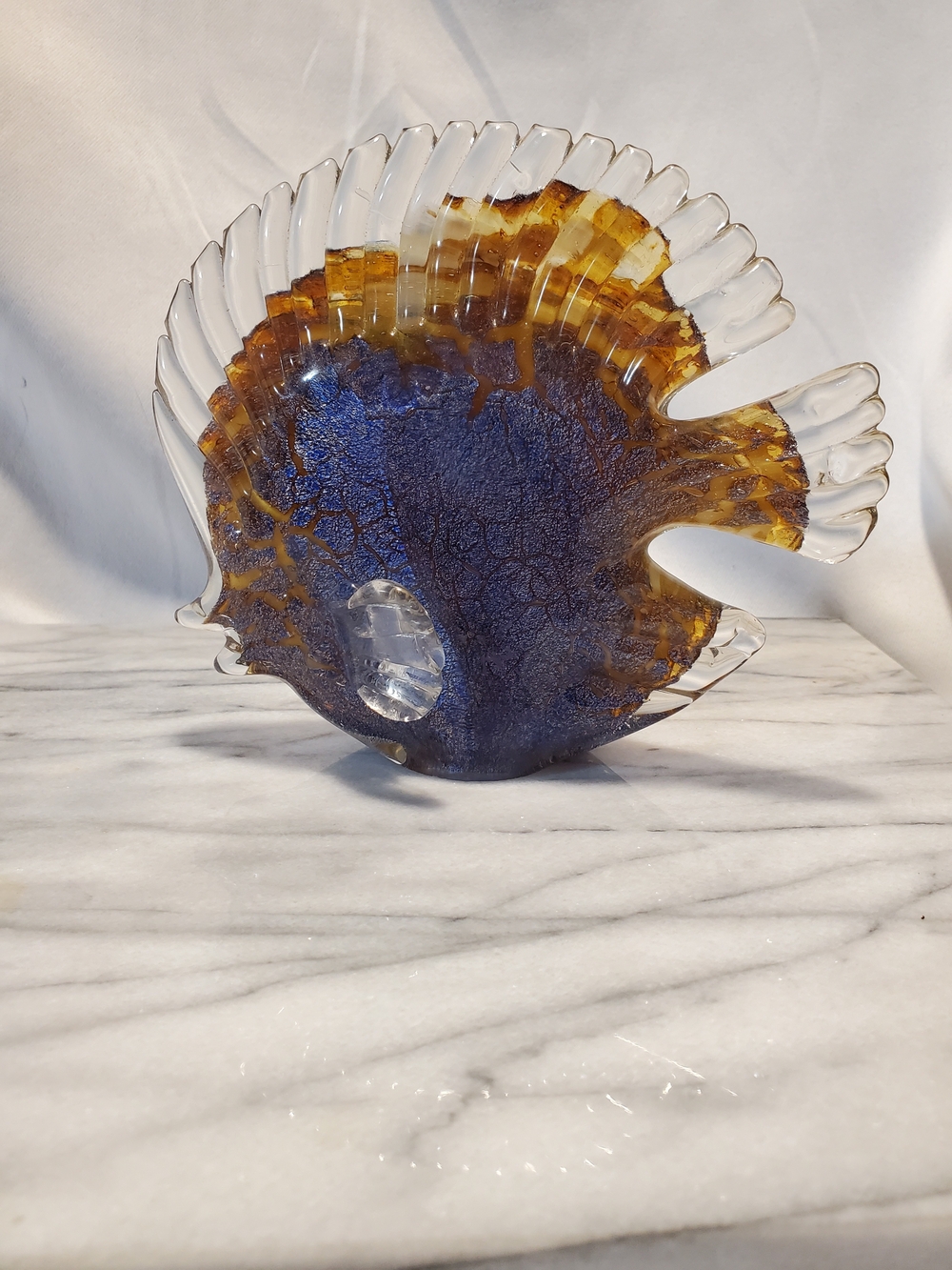 Vintage Murano/murano  Style Hand-Blown Art Glass Tropical Fish Figurine 6.5" x